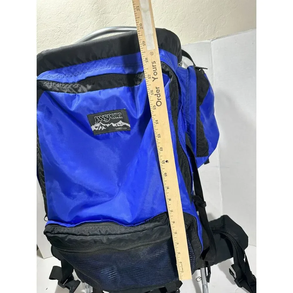 Vintage JANSPORT External Frame Hiking Backpack Hip Wings‎ Blue 90’s Made in USA